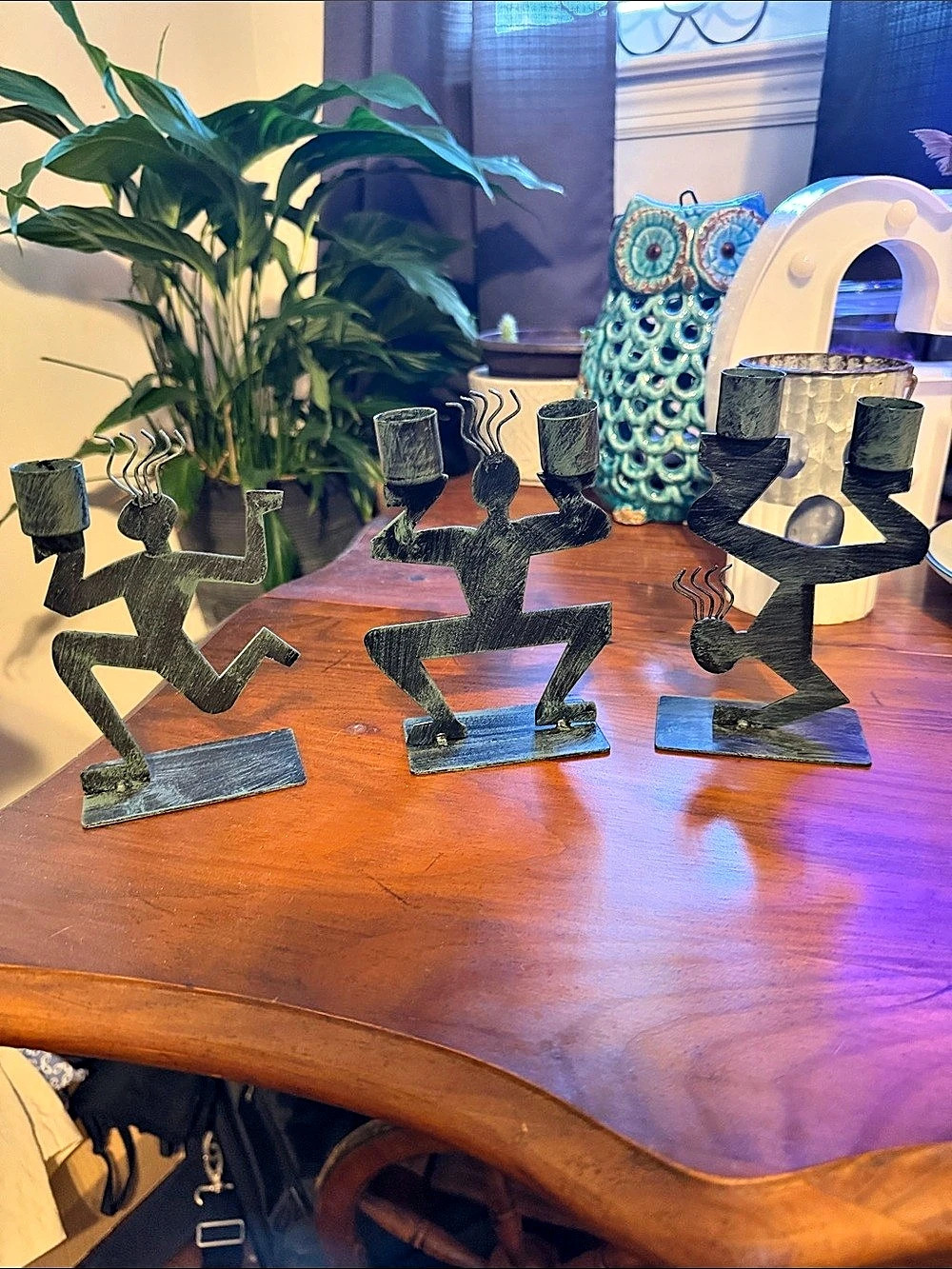 Metal Figure Candle Holder Sculpture Set